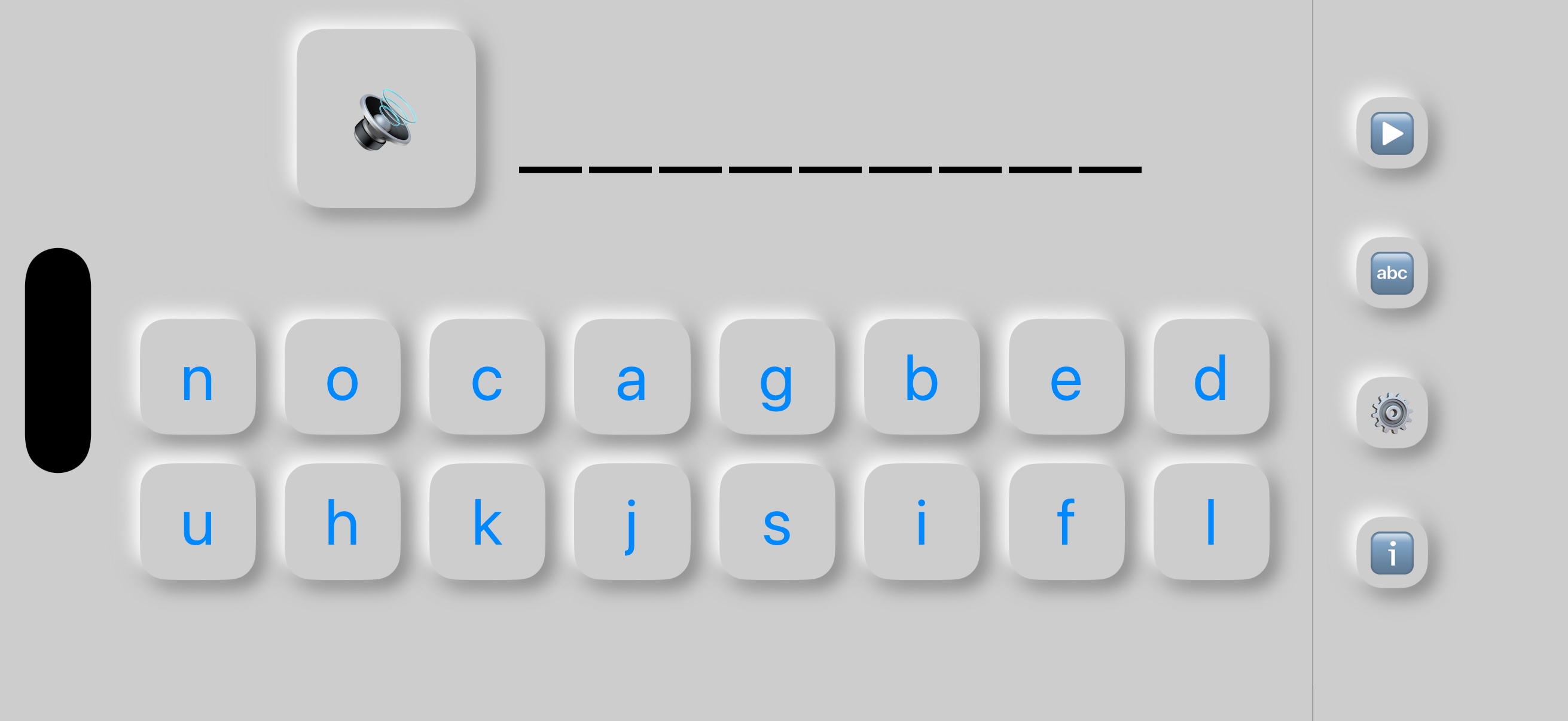 Spelling game screen on IPhone